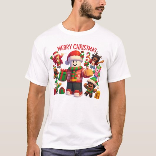  Merry Christmas Block Friends Holiday Tee T-shirt (Voorkant)