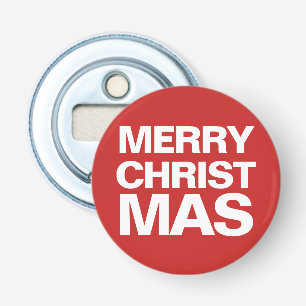 MERRY CHRISTMAS block letter Button Flesopener