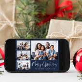 Merry Christmas Blue 4 Fotocollage Feestdagenkaart