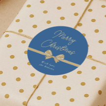 Merry Christmas Blue & Cream Ribbon Handgeschreven
