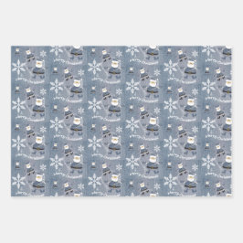 Merry Christmas Blue Denim Jeans Patroon Inpakpapier Vel