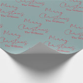 MERRY CHRISTMAS BLUE GRAY MET RED SCRIPT DIY NAME CADEAUPAPIER (Hoek)