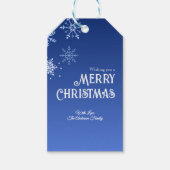 Merry Christmas Blue Modern Snowflake Cadeaulabel (Voorkant)