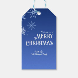 Merry Christmas Blue Modern Snowflake Cadeaulabel