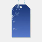 Merry Christmas Blue Modern Snowflake Cadeaulabel (Achterkant)
