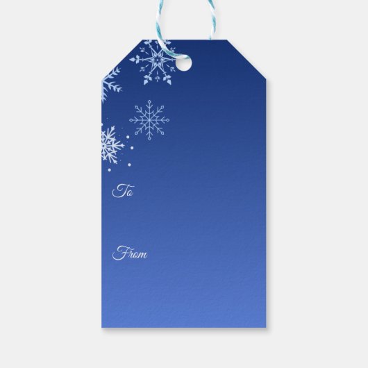 Merry Christmas Blue Modern Snowflake Cadeaulabel (Achterkant)