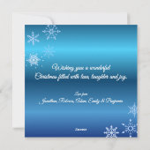 Merry Christmas Blue Modern Snowflake Feestdagenkaart (Achterkant)