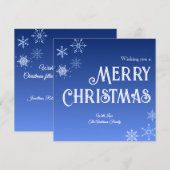 Merry Christmas Blue Modern Snowflake Holiday Card Feestdagenkaart (Voorkant / Achterkant)