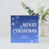 Merry Christmas Blue Modern Snowflake Holiday Card Feestdagenkaart (Staand voorkant)