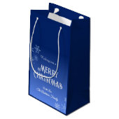Merry Christmas Blue Modern Snowflake Klein Cadeauzakje (Achterkant Gekanteld)