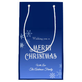 Merry Christmas Blue Modern Snowflake Klein Cadeauzakje