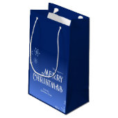 Merry Christmas Blue Modern Snowflake Klein Cadeauzakje (Achterkant Gekanteld)