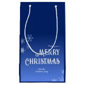 Merry Christmas Blue Modern Snowflake Klein Cadeauzakje (Voorkant)