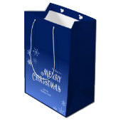 Merry Christmas Blue Modern Snowflake Medium Cadeauzakje (Achterkant Gekanteld)