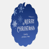 Merry Christmas Blue Modern Snowflake Ornament Kaart (Rechts)