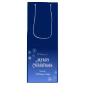 Merry Christmas Blue Modern Snowflake Wijn Cadeautas (Voorkant)