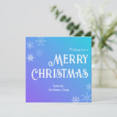 Merry Christmas Blue Purple Modern Snowflake Feestdagenkaart (Staand voorkant)