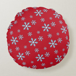 Merry Christmas Blue Snowflake Holiday Winter Rond Kussen