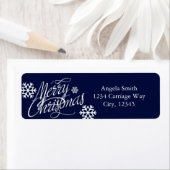 MERRY CHRISTMAS Blue Snowflakes Adresetiketten Etiket (Insitu)