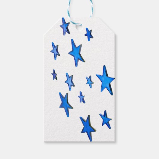 Merry Christmas blue star decoration with text Cadeaulabel (Voorkant)