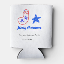 Merry Christmas blue star red stockings name date  Blikjeskoeler