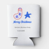 Merry Christmas blue star red stockings name date  Blikjeskoeler (Achterkant)