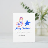 Merry Christmas blue star red stockings name date  Briefkaart (Staand voorkant)