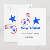Merry Christmas blue star red stockings name date  Briefkaart (Voorkant / Achterkant)