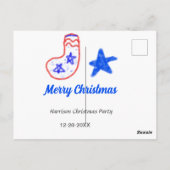 Merry Christmas blue star red stockings name date  Briefkaart (Achterkant)