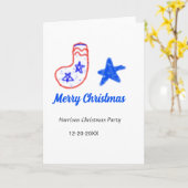 Merry Christmas blue star red stockings name date  Kaart (Gele Bloem)
