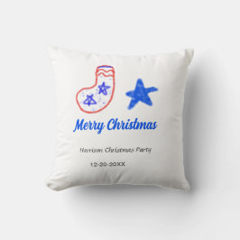 Merry Christmas blue star red stockings name date  Kussen