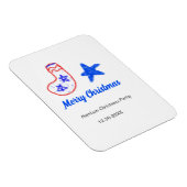 Merry Christmas blue star red stockings name date  Magneet (Rechterzijde)