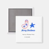 Merry Christmas blue star red stockings name date  Magneet (Voorkant / Achterkant)