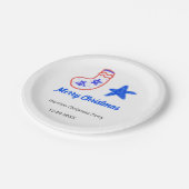 Merry Christmas blue star red stockings name date  Papieren Bordje (Gekanteld)