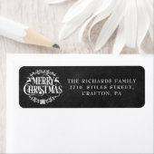 Merry Christmas Boho Chalkboard Return Address Etiket (Insitu)