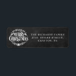 Merry Christmas Boho Chalkboard Return Address Etiket<br><div class="desc">Festive Boho Kerstmis-feestdagen geven adreslabels aan die u kunt aanpassen aan uw familienaam en adresgegevens op een achtergrond van het bord. Ontworpen door: Thisnotme©</div>