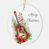 Merry Christmas Boho Guitar and Flowers Ornament (Links)