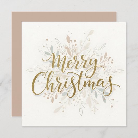 Merry Christmas Boho Script Feestdagenkaart (Voorkant / Achterkant)