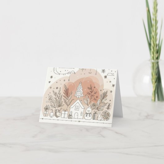 Merry Christmas Boho style Feestdagen Kaart (Voorkant)