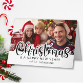 Merry Christmas Bold Script Photo Card Bedankkaart