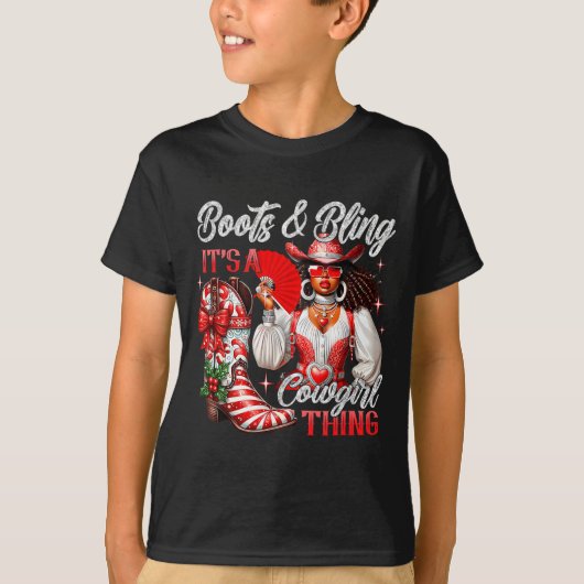 Merry Christmas Boots &amp; Bling Its A Cowgirl Th T-shirt (Voorkant)