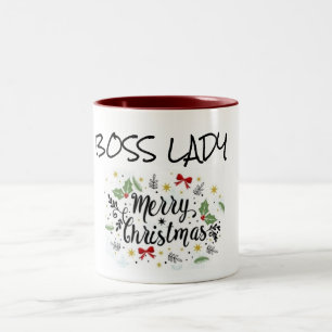 MERRY CHRISTMAS ***BOSS LADY * * HUMOROUS TWEEKLEURIGE KOFFIEMOK