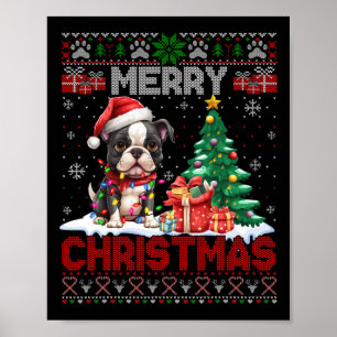Merry Christmas Boston Terrier Hondenliefhebbers U Poster