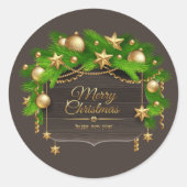 Merry Christmas Botanical Design Ronde Sticker (Voorkant)