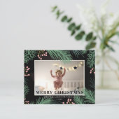 Merry Christmas Botanical Een foto Briefkaart (Staand voorkant)