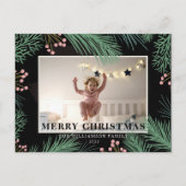 Merry Christmas Botanical Een foto Briefkaart (Voorkant)