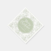 Merry Christmas Botanical Elegant Green Floral Servet (Hoek)