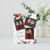 Merry Christmas Botanical Holiday 3 photo Feestdagenkaart (Staand voorkant)