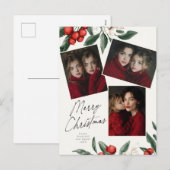 Merry Christmas Botanical Holiday 3 photo Feestdagenkaart (Voorkant / Achterkant)