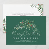 Merry Christmas botanical moving announcement card Feestdagenkaart (Voorkant / Achterkant)